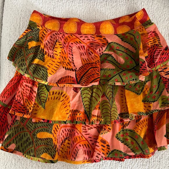Farm Rio Summer Dream Floral Layered Lined Mini Skirt M - Picture 2 of 4